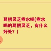 葛根灵芝煮水喝(煮水喝的葛根灵芝，有什么好处？)