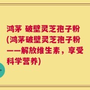 鸿茅 破壁灵芝孢子粉(鸿茅破壁灵芝孢子粉——解放维生素，享受科学营养)