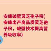 安康破壁灵芝孢子粉(安康出产高品质灵芝孢子粉，破壁技术提高营养吸收率)