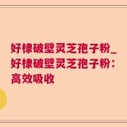 好棣破壁灵芝孢子粉_好棣破壁灵芝孢子粉：高效吸收