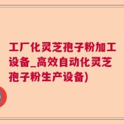 工厂化灵芝孢子粉加工设备_高效自动化灵芝孢子粉生产设备)