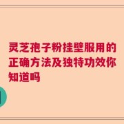 灵芝孢子粉挂壁服用的正确方法及独特功效你知道吗