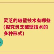 灵芝的破壁技术有哪些(探究灵芝破壁技术的多种形式)