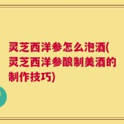 灵芝西洋参怎么泡酒(灵芝西洋参酿制美酒的制作技巧)