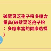 破壁灵芝孢子粉多糖含量高(破壁灵芝孢子粉：多糖丰富的健康选择)