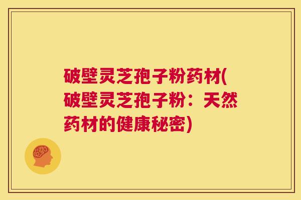 破壁灵芝孢子粉药材(破壁灵芝孢子粉：天然药材的健康秘密)  第1张