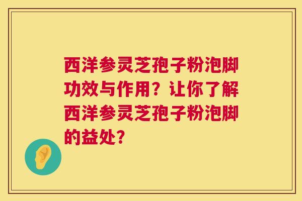 西洋参灵芝孢子粉泡脚功效与作用？让你了解西洋参灵芝孢子粉泡脚的益处？  第1张