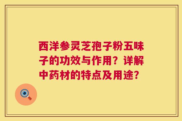 西洋参灵芝孢子粉五味子的功效与作用？详解中药材的特点及用途？  第1张
