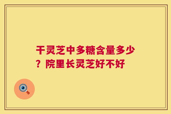 干灵芝中多糖含量多少？院里长灵芝好不好  第1张