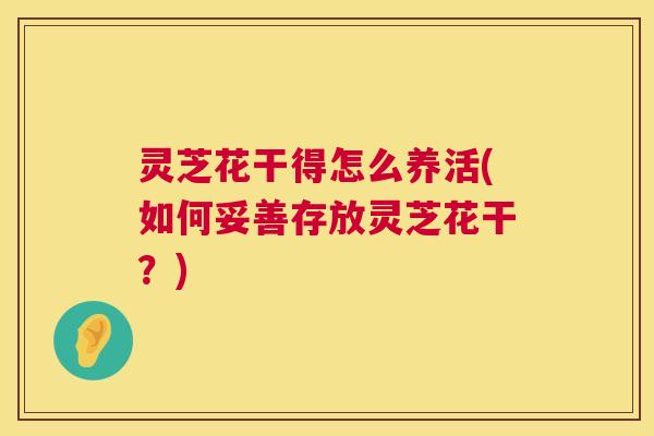 灵芝花干得怎么养活(如何妥善存放灵芝花干？)  第1张