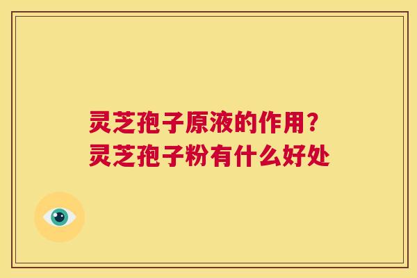 灵芝孢子原液的作用？灵芝孢子粉有什么好处  第1张