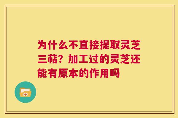 为什么不直接提取灵芝三萜？加工过的灵芝还能有原本的作用吗  第1张