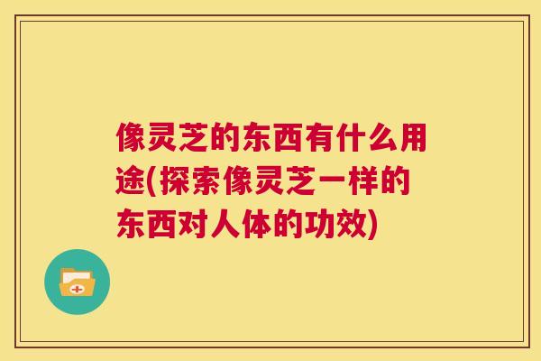 像灵芝的东西有什么用途(探索像灵芝一样的东西对人体的功效)  第1张