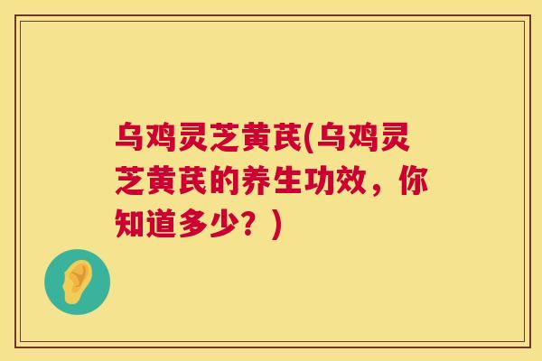 乌鸡灵芝黄芪(乌鸡灵芝黄芪的养生功效，你知道多少？)  第1张