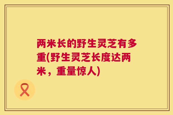 两米长的野生灵芝有多重(野生灵芝长度达两米，重量惊人)  第1张