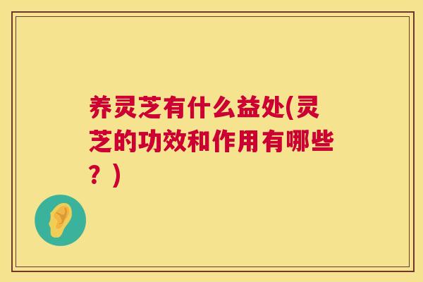 养灵芝有什么益处(灵芝的功效和作用有哪些？)  第1张