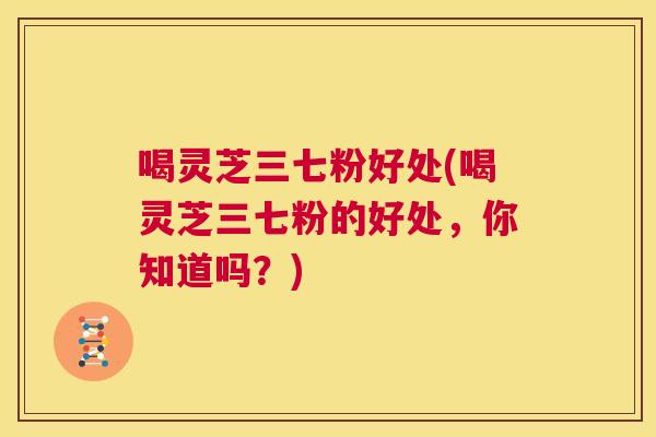 喝灵芝三七粉好处(喝灵芝三七粉的好处，你知道吗？)  第1张