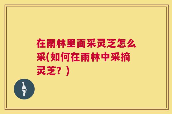 在雨林里面采灵芝怎么采(如何在雨林中采摘灵芝？)  第1张