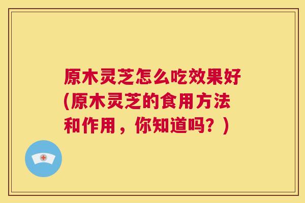 原木灵芝怎么吃效果好(原木灵芝的食用方法和作用，你知道吗？)  第1张