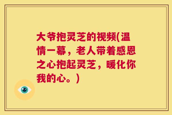 大爷抱灵芝的视频(温情一幕，老人带着感恩之心抱起灵芝，暖化你我的心。)  第1张