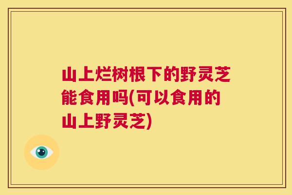 山上烂树根下的野灵芝能食用吗(可以食用的山上野灵芝)  第1张