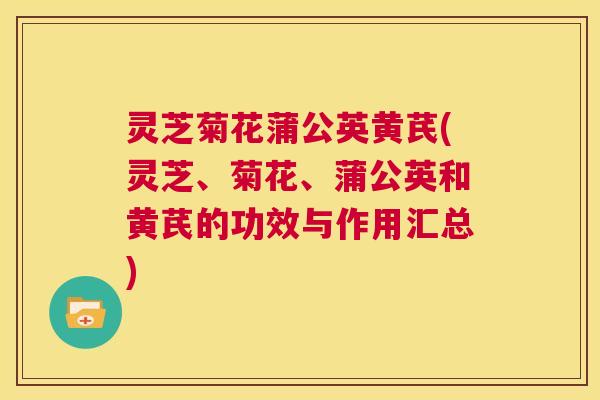 灵芝菊花蒲公英黄芪(灵芝、菊花、蒲公英和黄芪的功效与作用汇总)  第1张