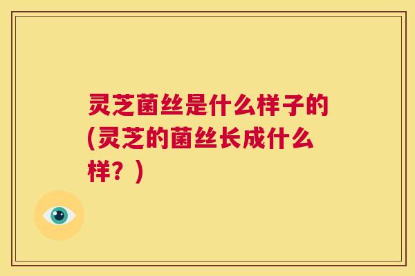 灵芝菌丝是什么样子的(灵芝的菌丝长成什么样？)  第1张