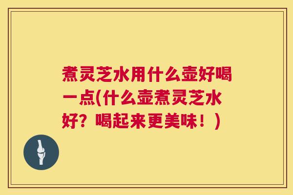 煮灵芝水用什么壶好喝一点(什么壶煮灵芝水好？喝起来更美味！)  第1张