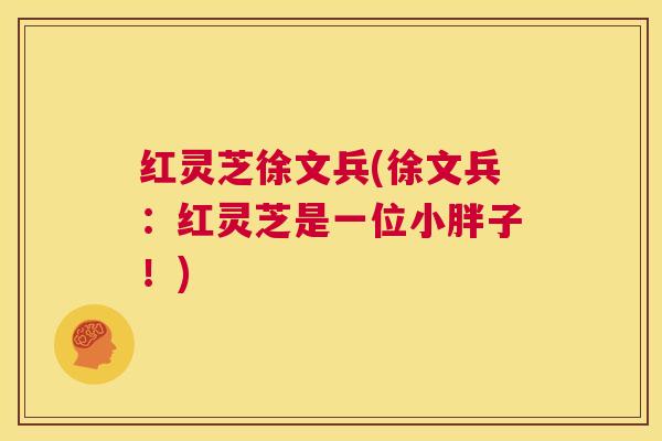 红灵芝徐文兵(徐文兵：红灵芝是一位小胖子！)  第1张