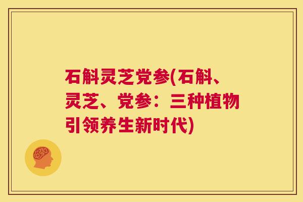石斛灵芝党参(石斛、灵芝、党参：三种植物引领养生新时代)  第1张