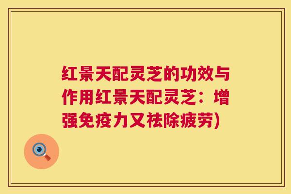 红景天配灵芝的功效与作用红景天配灵芝：增强免疫力又祛除疲劳)  第1张