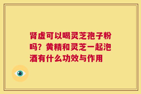 肾虚可以喝灵芝孢子粉吗？黄精和灵芝一起泡酒有什么功效与作用  第1张