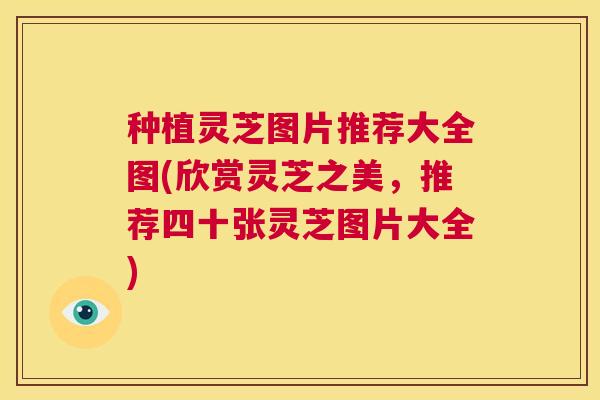 种植灵芝图片推荐大全图(欣赏灵芝之美，推荐四十张灵芝图片大全)  第1张
