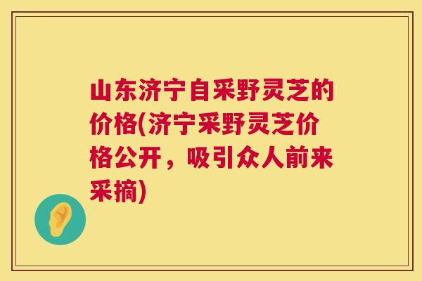 山东济宁自采野灵芝的价格(济宁采野灵芝价格公开，吸引众人前来采摘)  第1张