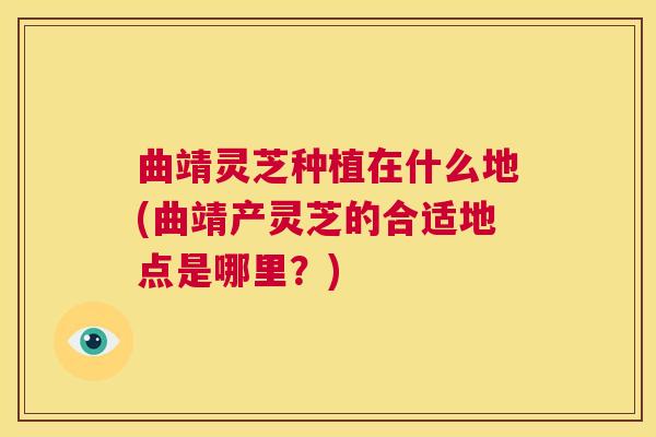 曲靖灵芝种植在什么地(曲靖产灵芝的合适地点是哪里?) 第1张 曲靖灵芝种植在什么地(曲靖产灵芝的合适地点是哪里?) 第1张