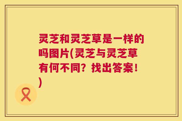 灵芝和灵芝草是一样的吗图片(灵芝与灵芝草有何不同？找出答案！)  第1张