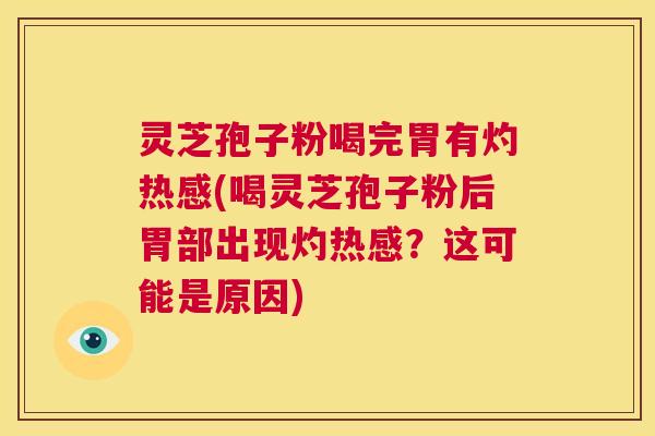 灵芝孢子粉喝完胃有灼热感(喝灵芝孢子粉后胃部出现灼热感？这可能是原因)  第1张