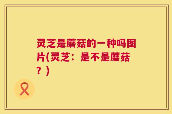 灵芝是蘑菇的一种吗图片(灵芝：是不是蘑菇？)  第1张