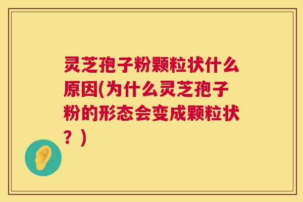 灵芝孢子粉颗粒状什么原因(为什么灵芝孢子粉的形态会变成颗粒状？)  第1张