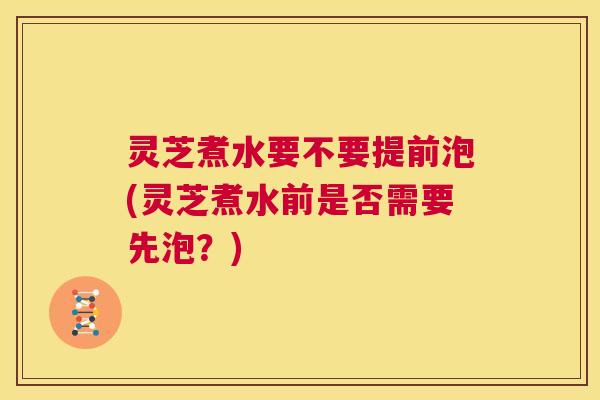 灵芝煮水要不要提前泡(灵芝煮水前是否需要先泡？)  第1张