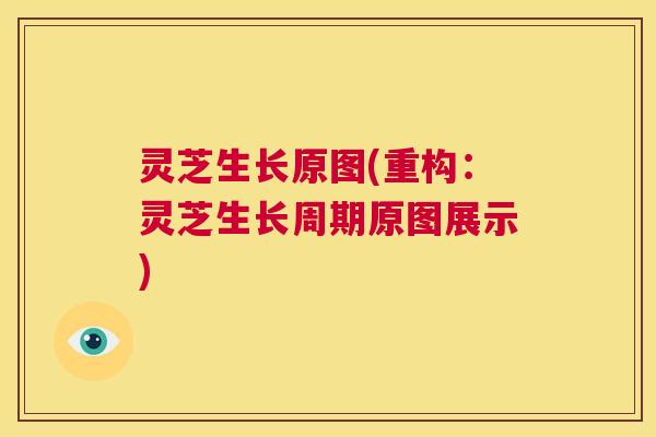 灵芝生长原图(重构：灵芝生长周期原图展示)  第1张