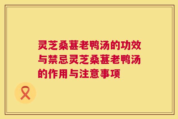 灵芝桑葚老鸭汤的功效与禁忌灵芝桑葚老鸭汤的作用与注意事项  第1张