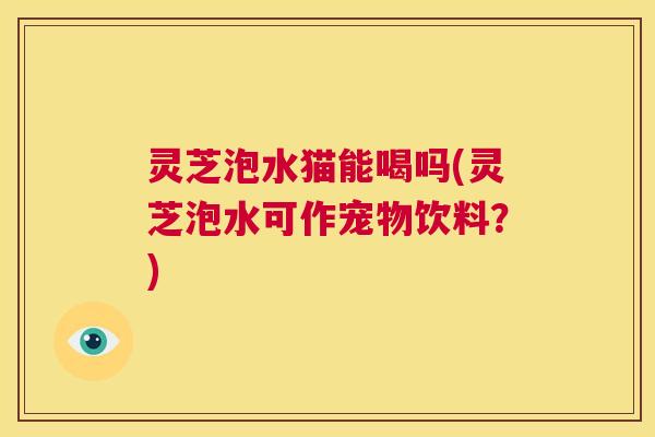 灵芝泡水猫能喝吗(灵芝泡水可作宠物饮料?) 第1张 灵芝泡水猫能喝吗(灵芝泡水可作宠物饮料?) 第1张