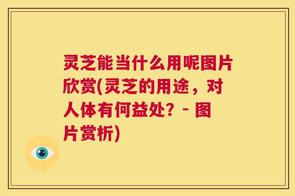 灵芝能当什么用呢图片欣赏(灵芝的用途，对人体有何益处？- 图片赏析)  第1张