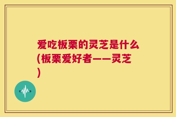 爱吃板栗的灵芝是什么(板栗爱好者——灵芝)  第1张