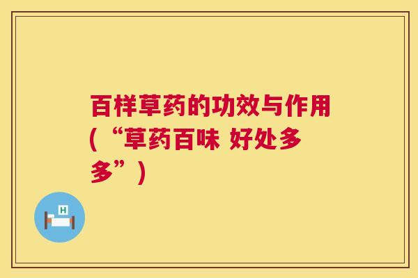 百样草药的功效与作用(“草药百味 好处多多”) 第1张 百样草药的功效与作用(“草药百味 好处多多”) 第1张