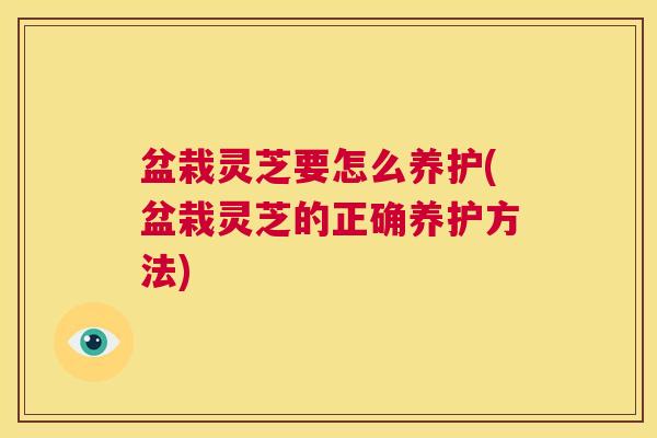 盆栽灵芝要怎么养护(盆栽灵芝的正确养护方法) 第1张 盆栽灵芝要怎么养护(盆栽灵芝的正确养护方法) 第1张