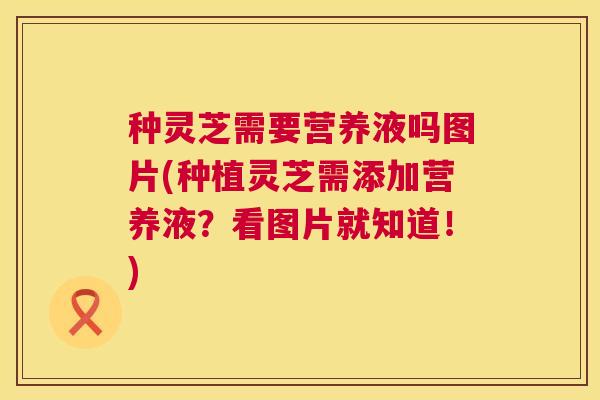 种灵芝需要营养液吗图片(种植灵芝需添加营养液？看图片就知道！)  第1张