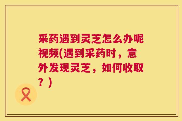 采药遇到灵芝怎么办呢视频(遇到采药时,意外发现灵芝,如何收取?) 第1张 采药遇到灵芝怎么办呢视频(遇到采药时,意外发现灵芝,如何收取?) 第1张
