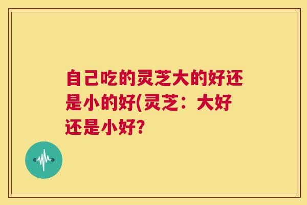 自己吃的灵芝大的好还是小的好(灵芝:大好还是小好? 第1张 自己吃的灵芝大的好还是小的好(灵芝:大好还是小好? 第1张